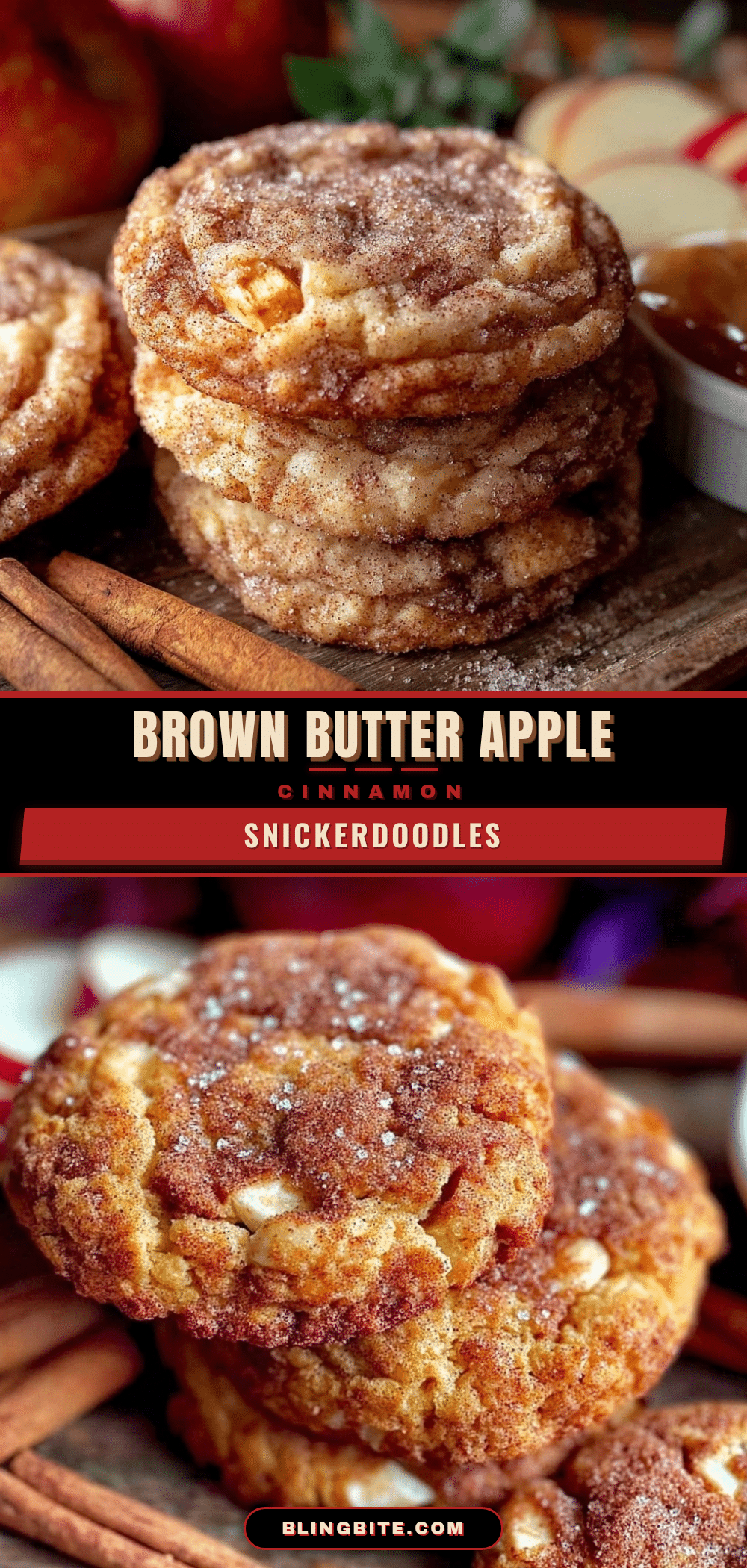 brown butter apple cinnamon snickerdoodle cookies recipe