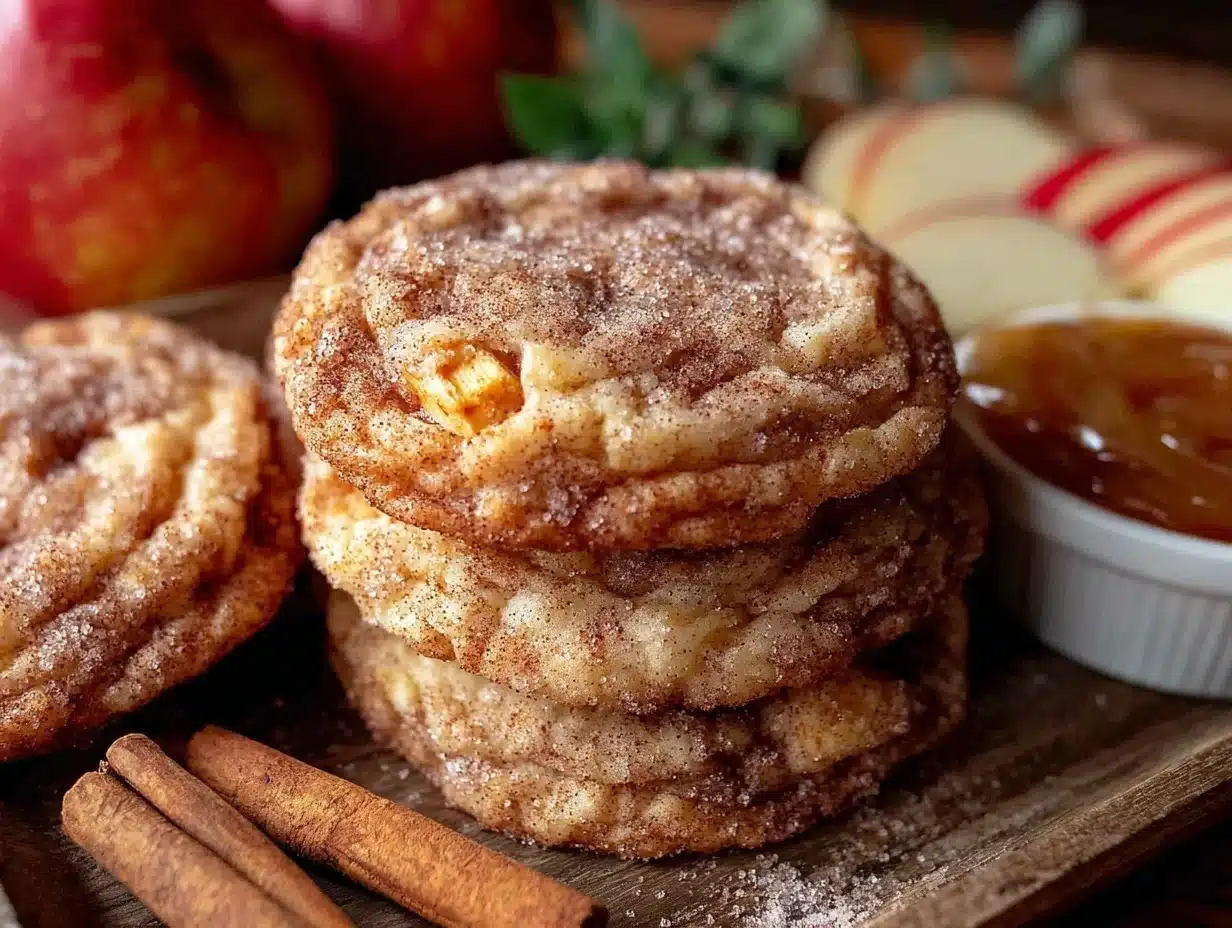 brown butter apple cinnamon snickerdoodle cookies - featured image