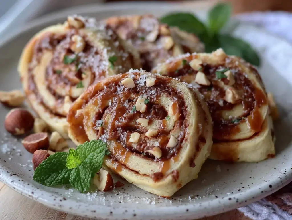 brown butter hazelnut nutella pinwheel wraps - featured image