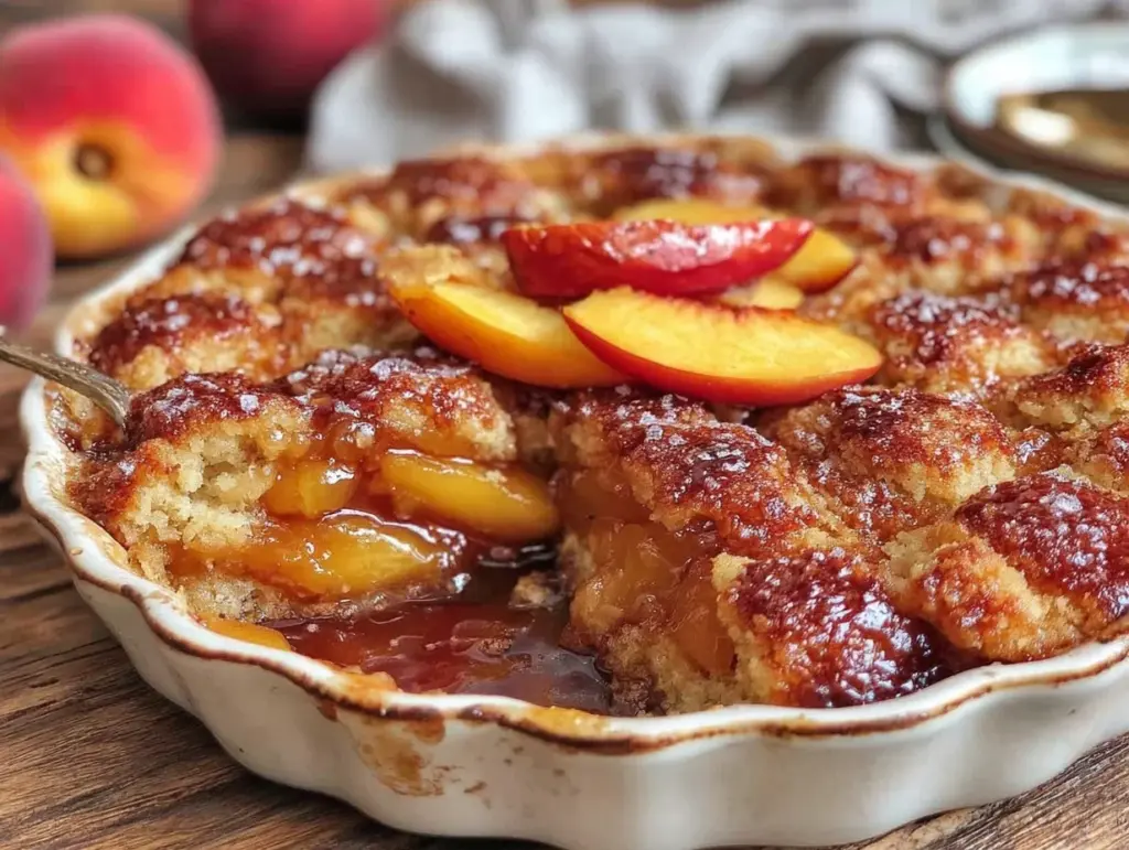brown butter peach cobbler - featured image