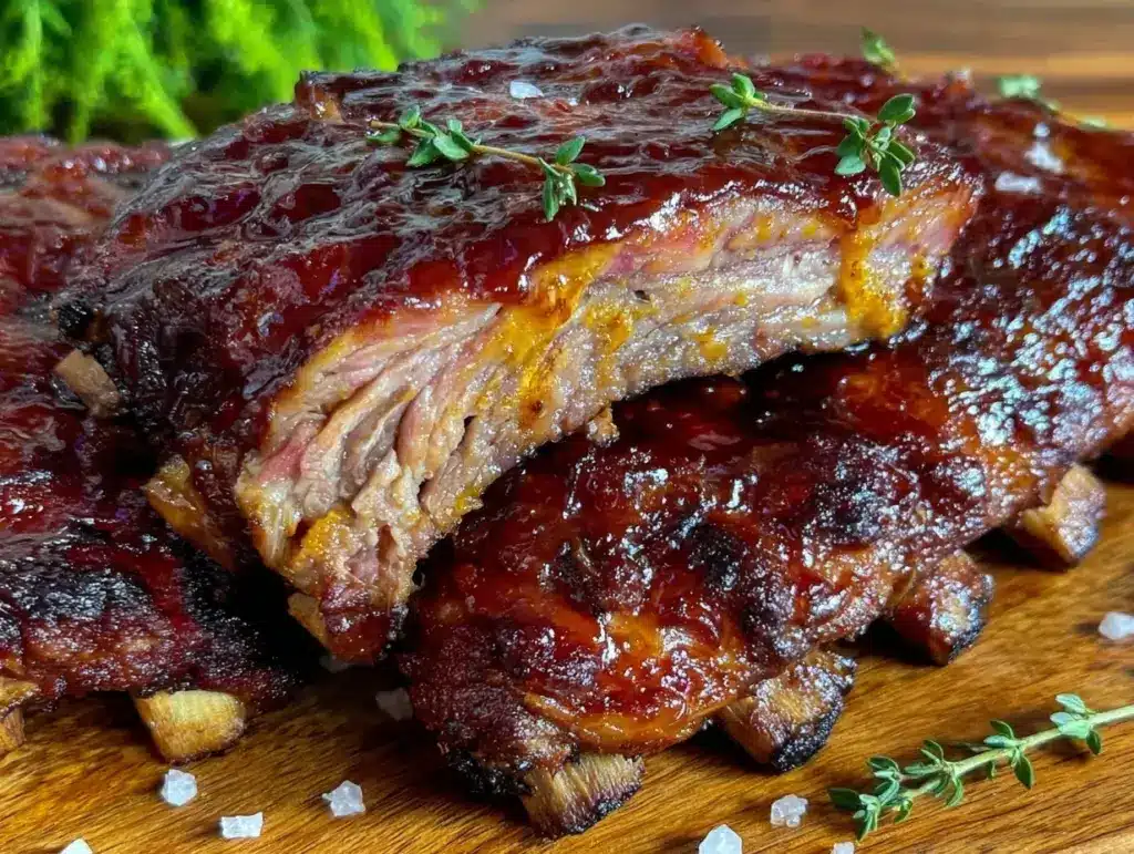 brown sugar bourbon smoked ribs - featured image