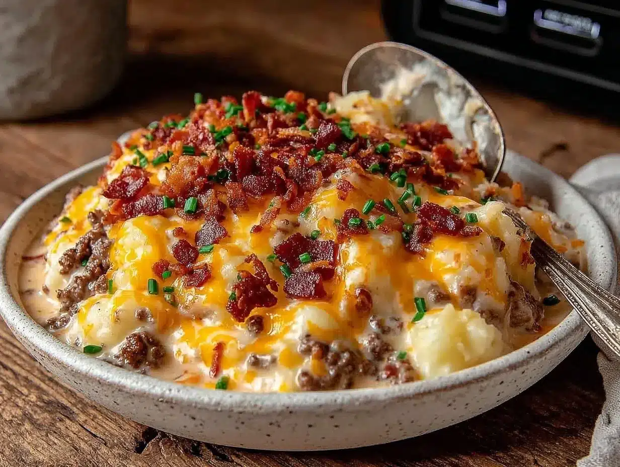 creamy cheeseburger potato soup preparation steps