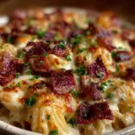 creamy crack chicken pasta bake - featured image