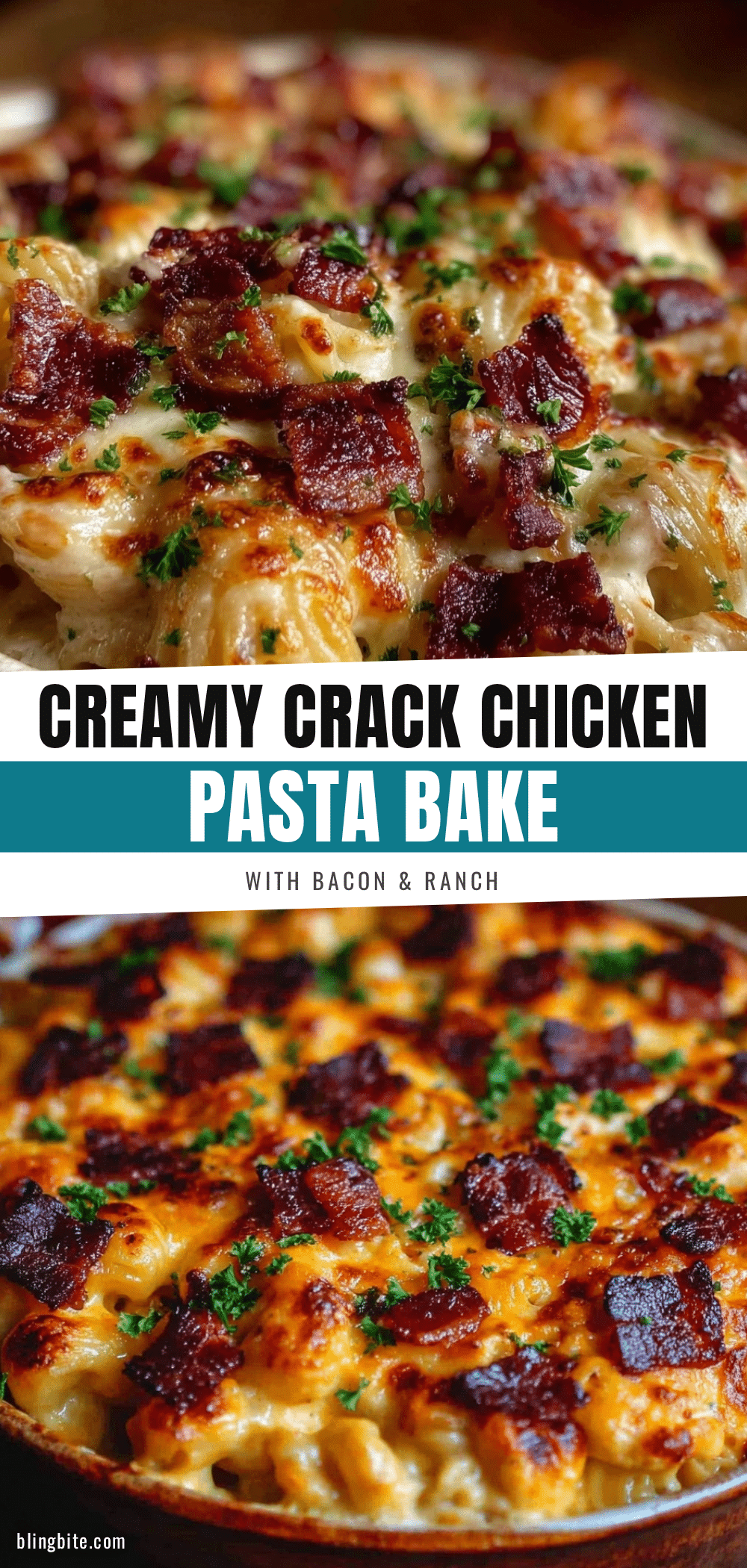 creamy crack chicken pasta bake recipe
