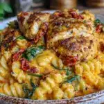 creamy crockpot marry me chicken pasta - featured image