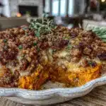 creamy ground turkey and sweet potato casserole - featured image