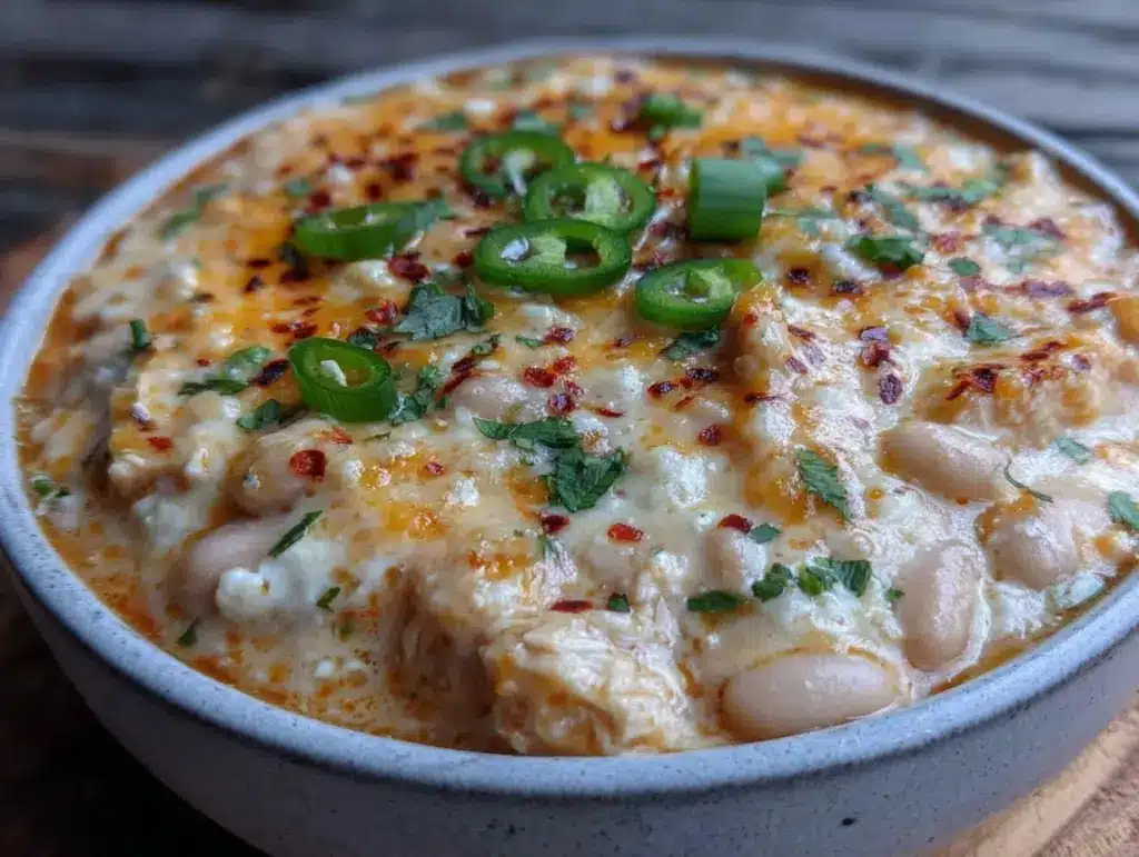 creamy slow cooker white chicken chili - featured image