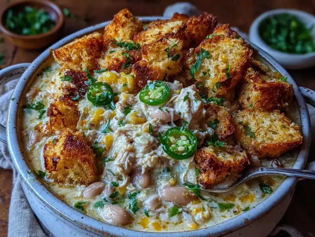 creamy slow cooker white chicken chili - featured image