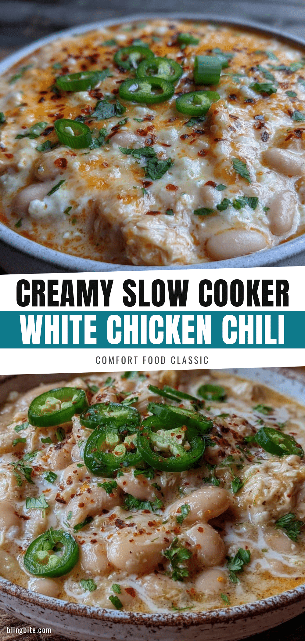 creamy slow cooker white chicken chili recipe