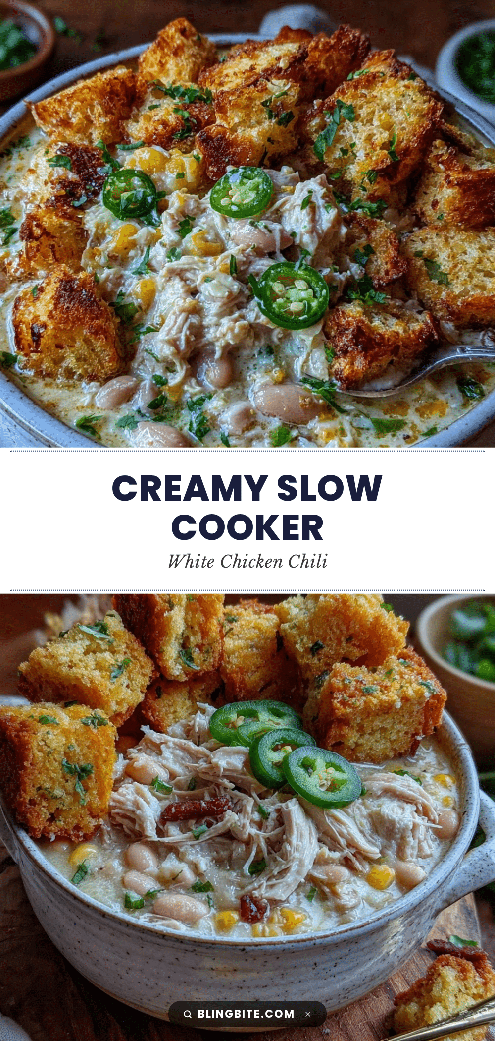 creamy slow cooker white chicken chili recipe