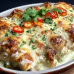 creamy stuffed hatch green chili chicken enchiladas - featured image
