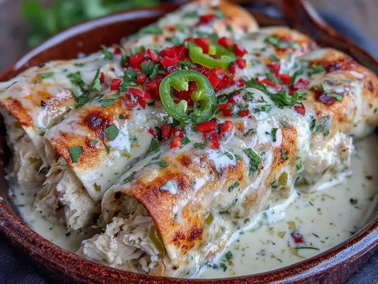 creamy stuffed hatch green chili chicken enchiladas preparation steps
