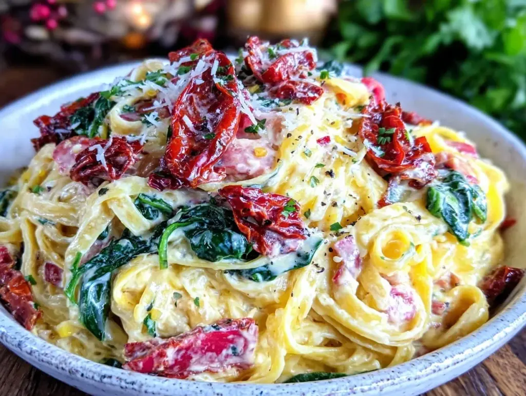 creamy tuscan garlic pasta - featured image