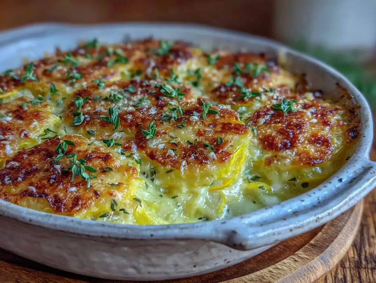 creamy yellow squash and parmesan gratin preparation steps