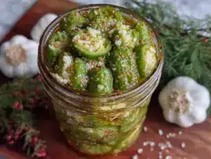 crisp water bath canned dill pickles - featured image