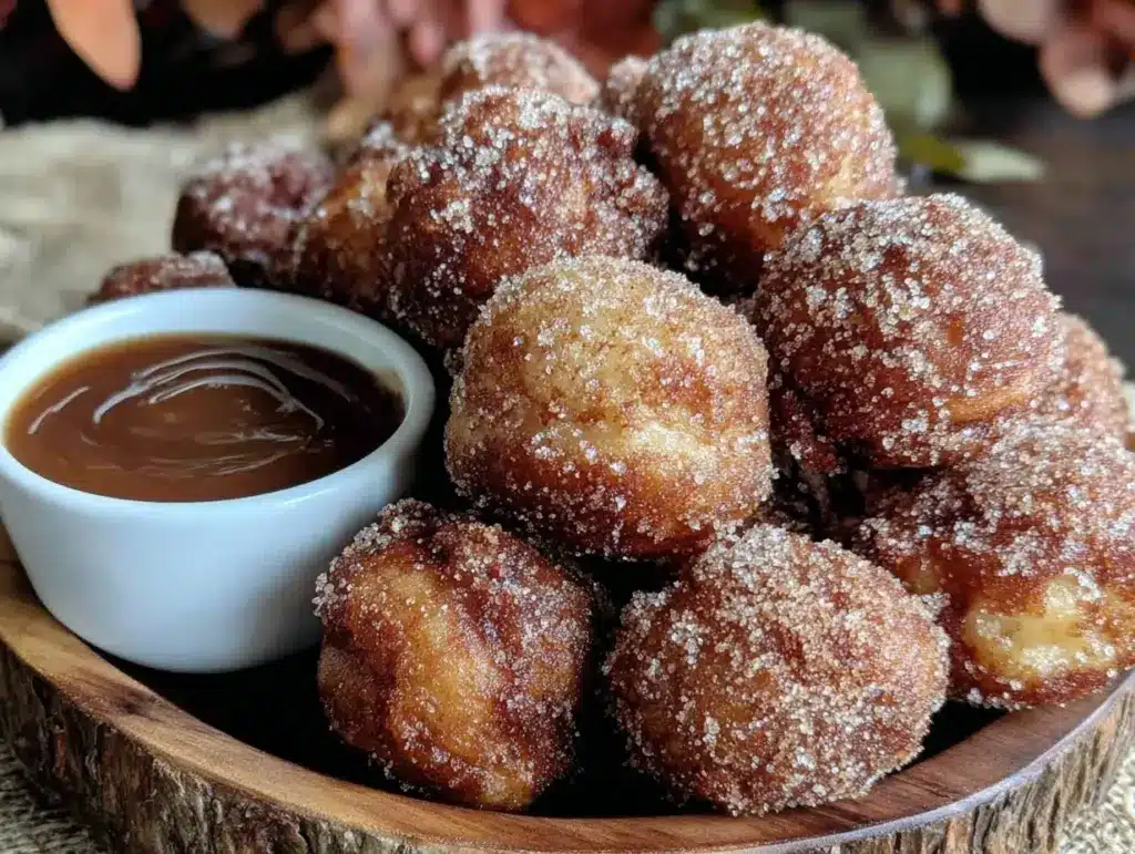 crispy apple cider donut holes - featured image