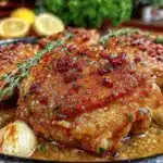 crispy garlic butter chicken thighs - featured image