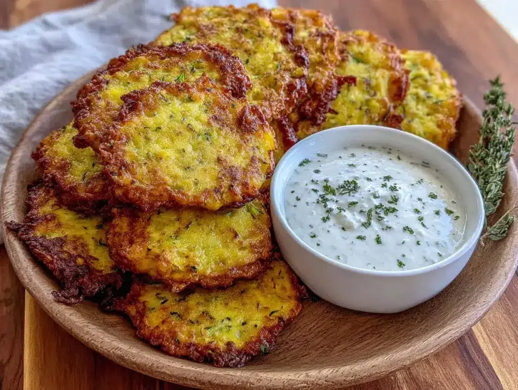 crispy parmesan zucchini fritters - featured image