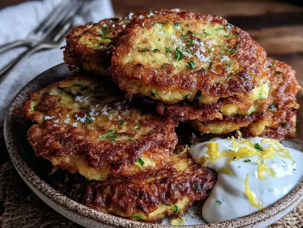 crispy parmesan zucchini fritters - featured image