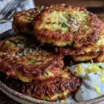 crispy parmesan zucchini fritters - featured image