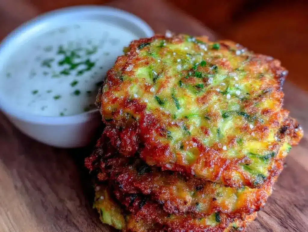 crispy parmesan zucchini fritters - featured image