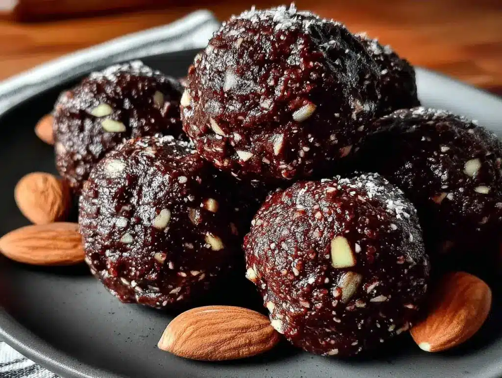 dark chocolate almond protein balls - featured image