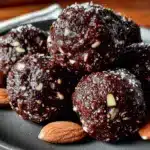 dark chocolate almond protein balls - featured image