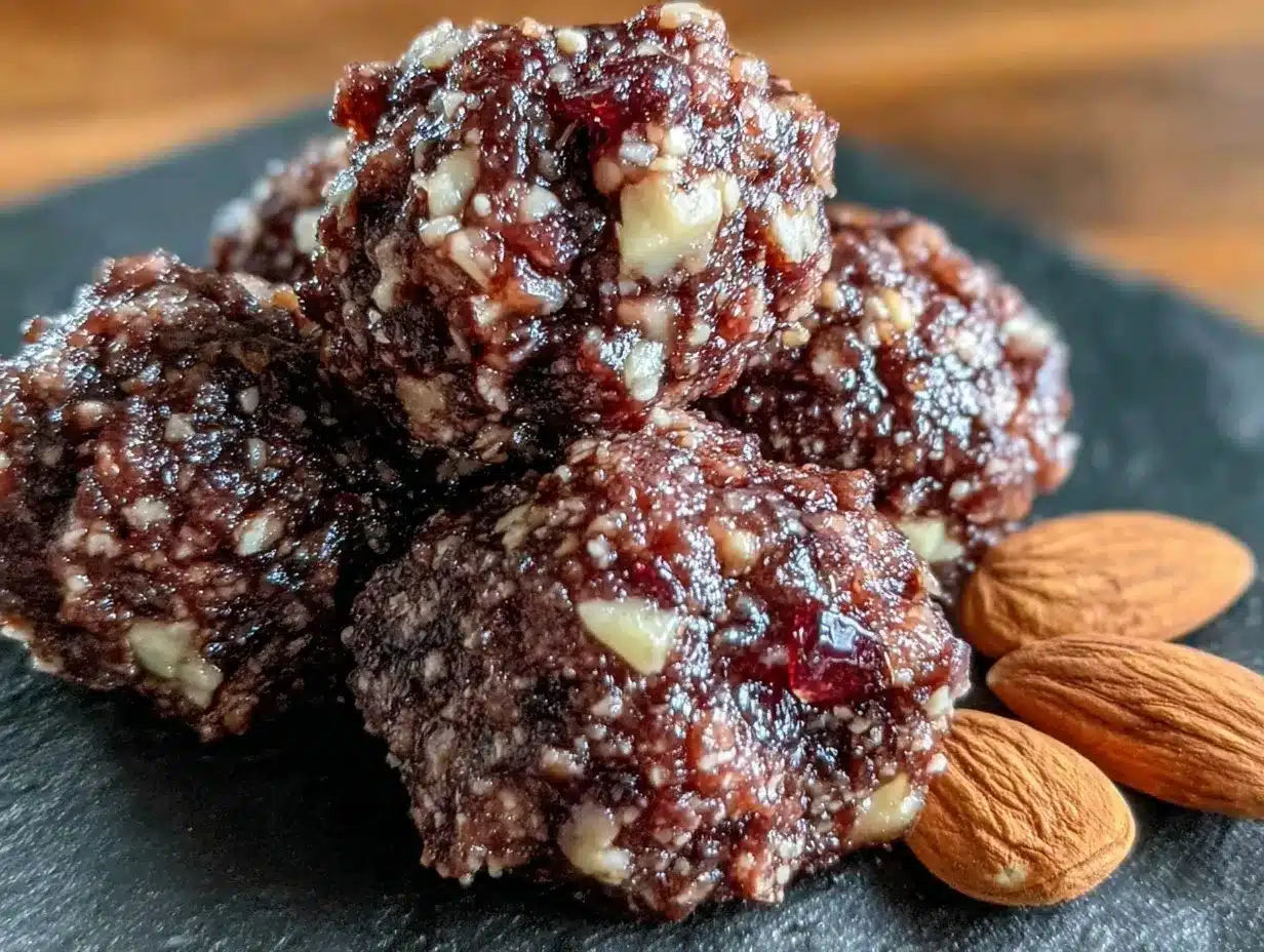 dark chocolate almond protein balls preparation steps