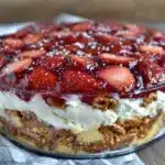 easy no bake strawberry pretzel salad dessert - featured image