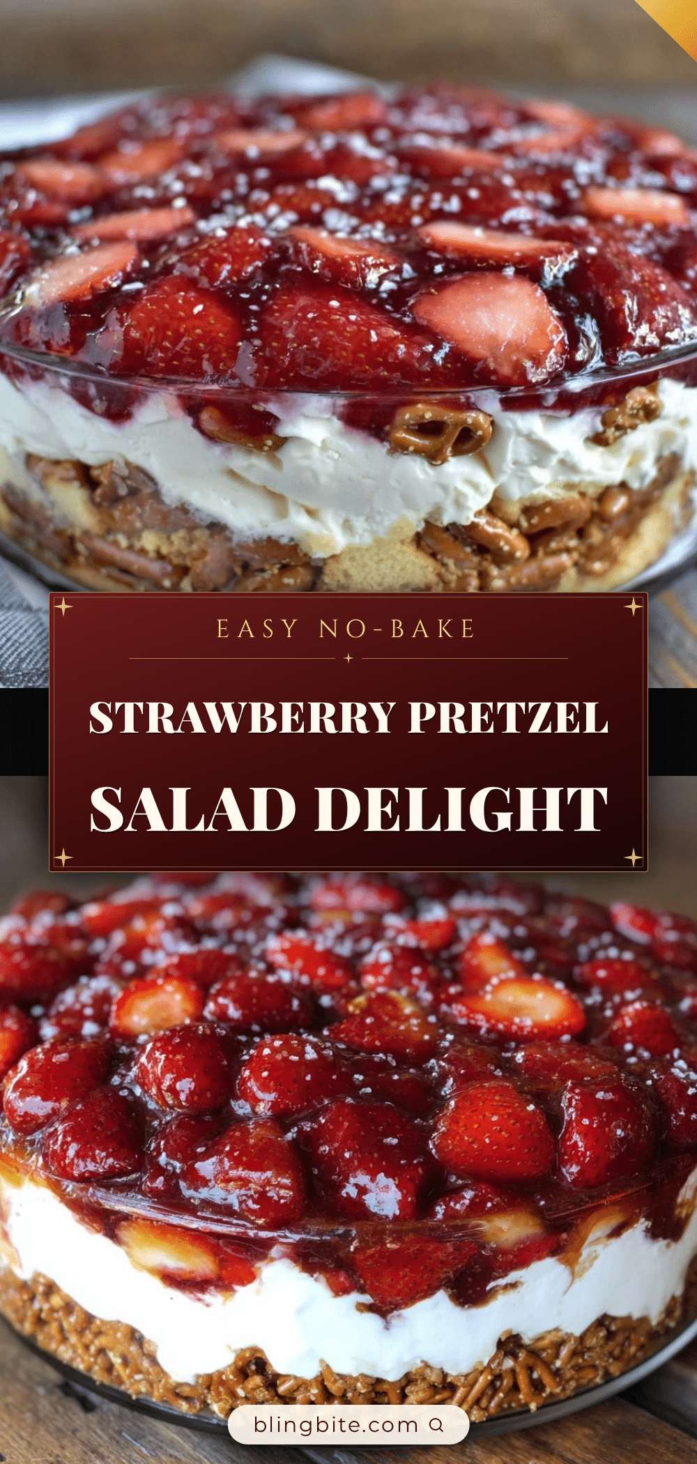 easy no bake strawberry pretzel salad dessert recipe
