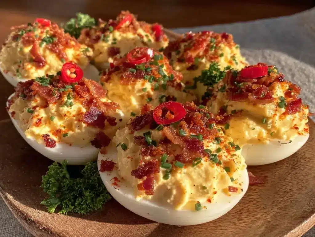 firecracker deviled eggs - featured image