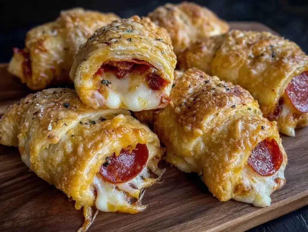 football-shaped crescent roll pepperoni pizza pockets - featured image