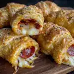 football-shaped crescent roll pepperoni pizza pockets - featured image