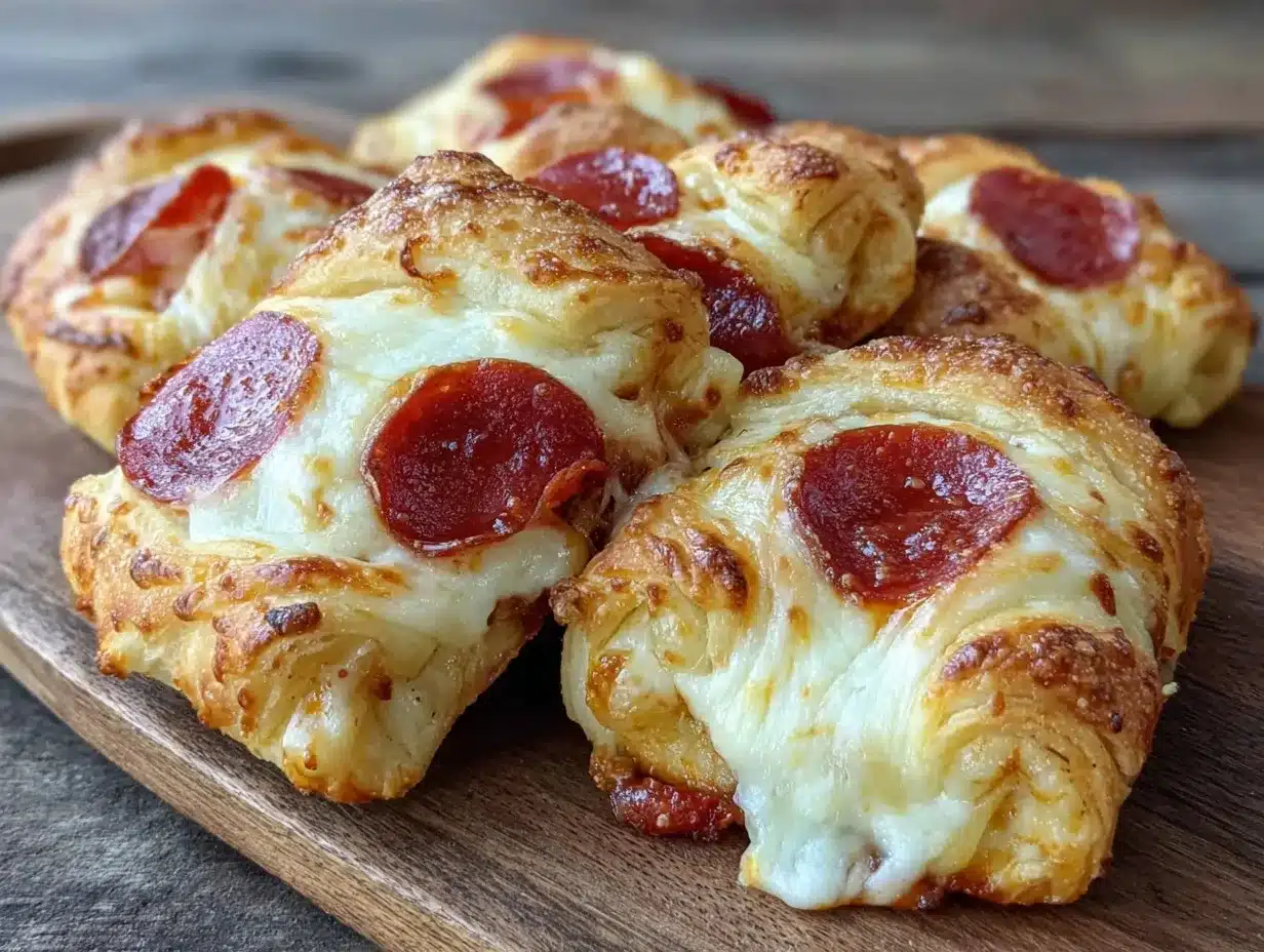 football-shaped crescent roll pepperoni pizza pockets preparation steps