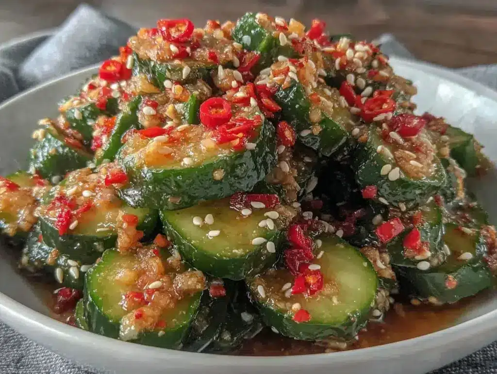 fresh asian sesame cucumber salad - featured image