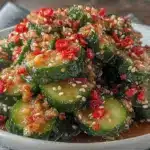 fresh asian sesame cucumber salad - featured image