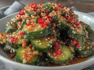 fresh asian sesame cucumber salad - featured image