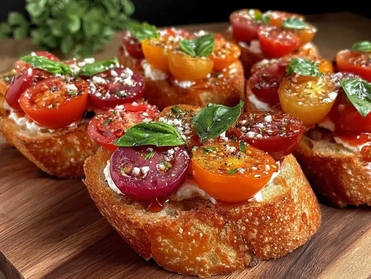 fresh Caprese bruschetta preparation steps
