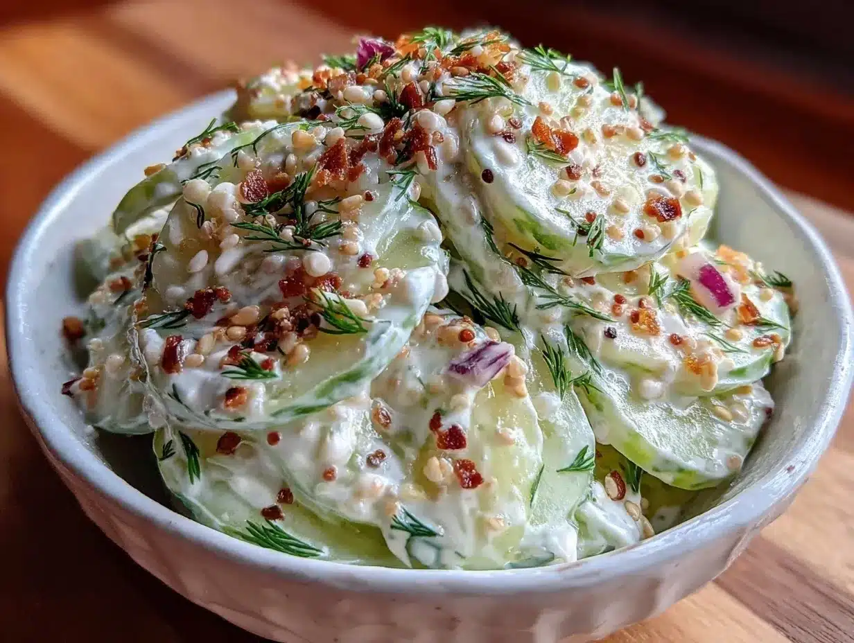 fresh creamy cucumber salad preparation steps