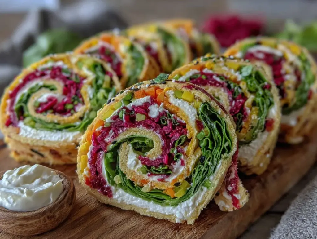 fresh rainbow veggie pinwheels - featured image