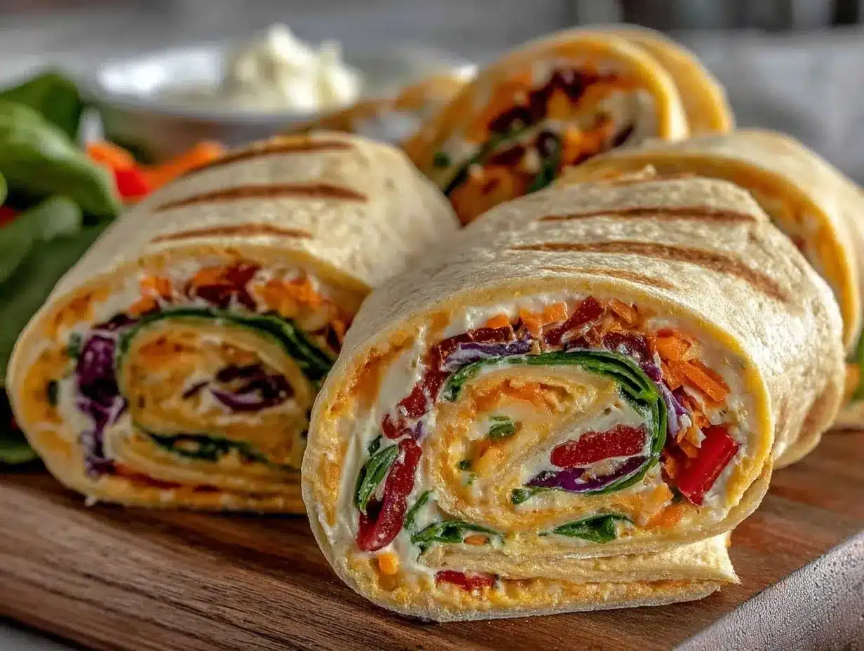 fresh rainbow veggie pinwheels preparation steps