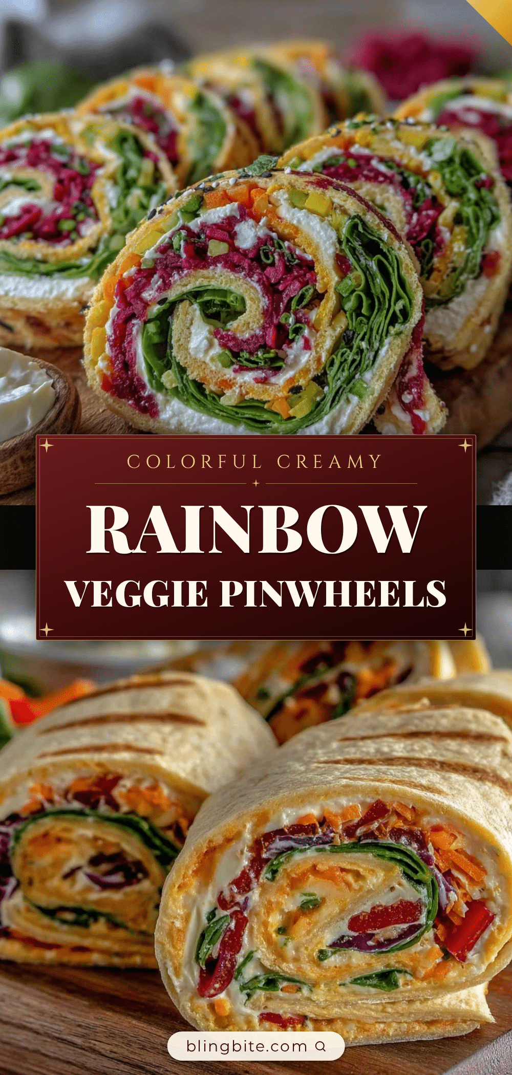 fresh rainbow veggie pinwheels recipe
