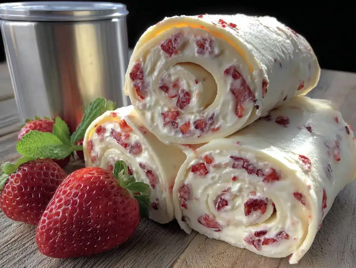 Fresh Strawberry Cream Cheese Pinwheel Sandwiches preparation steps