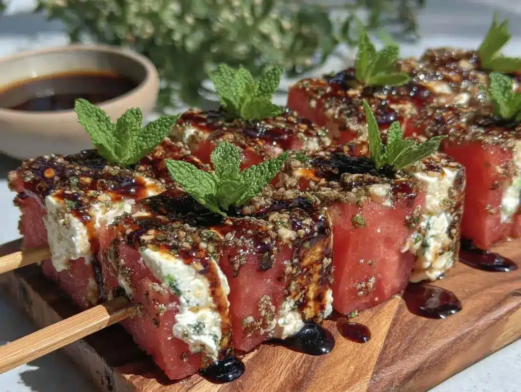 fresh watermelon feta skewers - featured image