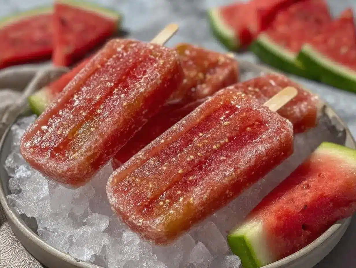 frozen watermelon frosé popsicles preparation steps