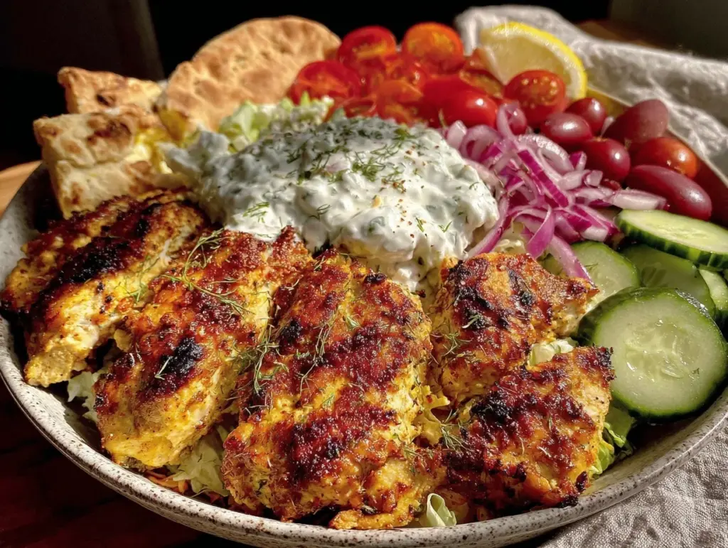 Greek chicken gyro bowls - featured image