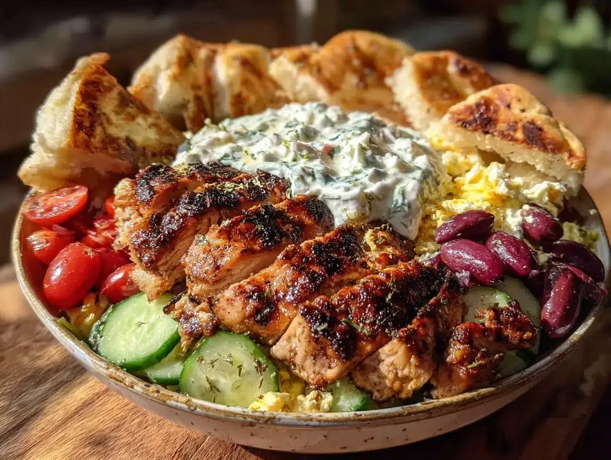 Greek chicken gyro bowls preparation steps