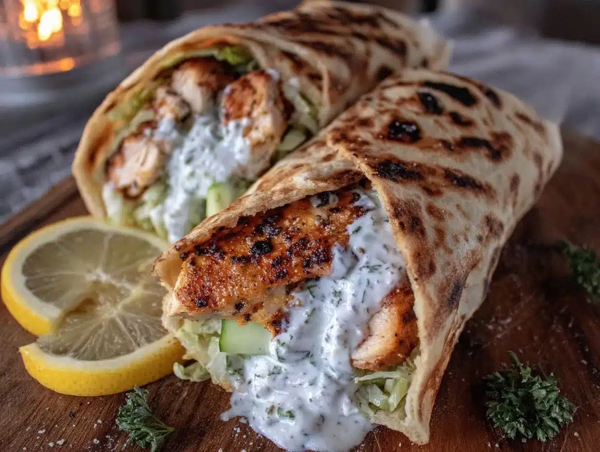Greek Chicken Wrap preparation steps