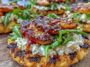 grilled peach and arugula flatbread - featured image