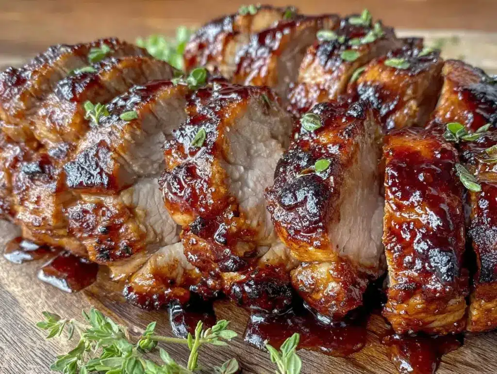 honey bourbon glazed grilled pork tenderloin - featured image